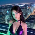 ネオン街と水着美女 3枚目