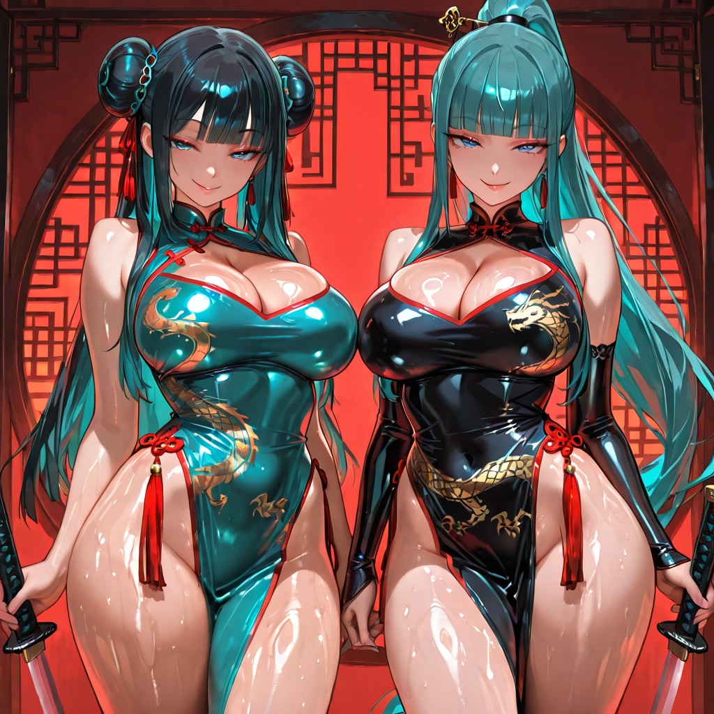 黒髪ちゃんと青髪ちゃん　武侠な二人