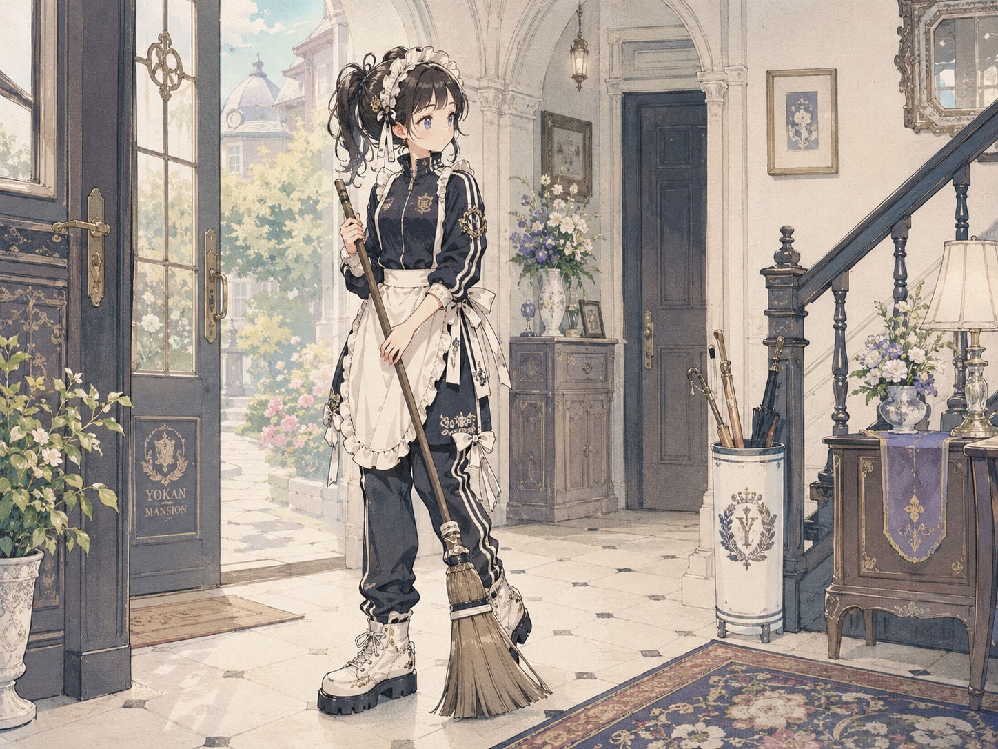 玄関お掃除メイドさん (メイド46) | の人気AIイラスト・グラビア