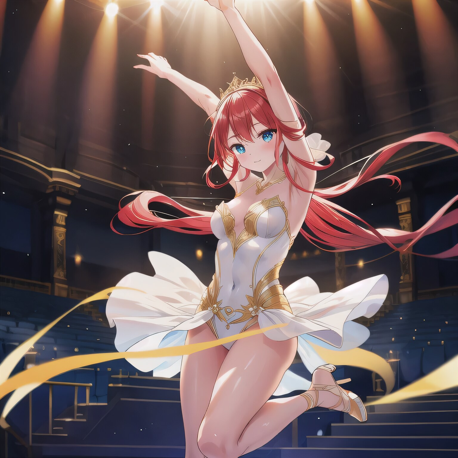 赤髪ロングで演劇の少女 | の人気AIイラスト・グラビア