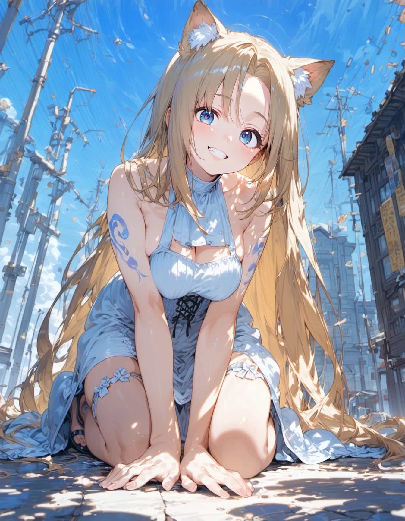 Azure Gleam in the Cityscape | の人気AIイラスト・グラビア