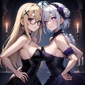 ゴシック系ファッション銀髪と金髪 2枚目