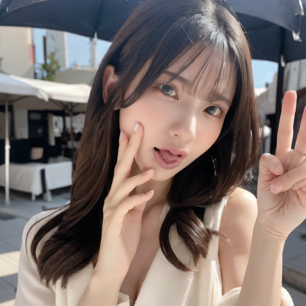 黒髪ロングの舌出し美女２９