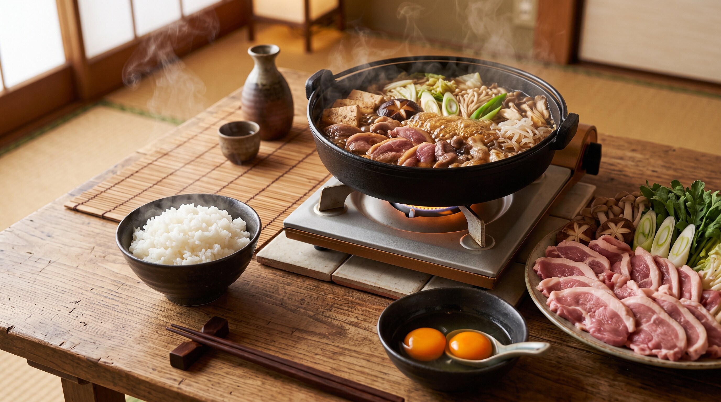 摩訶不思議食堂の鴨すき焼き膳