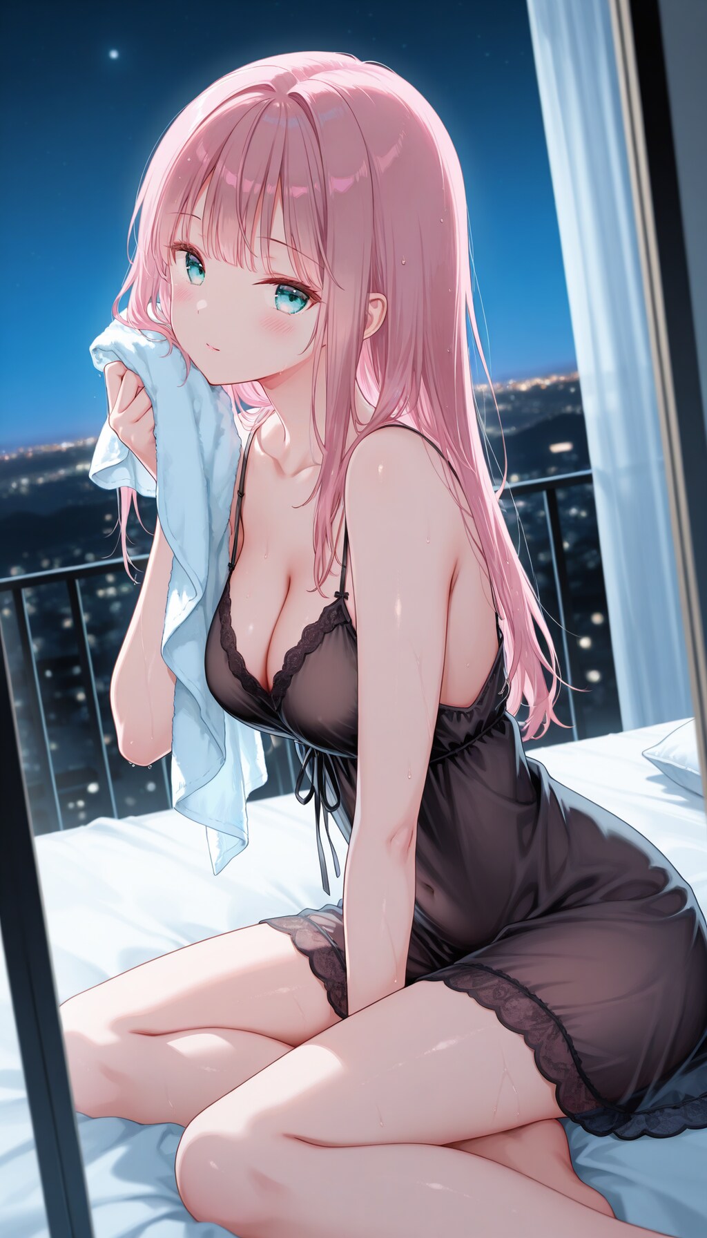 髪を乾燥中