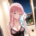 髪を乾燥中 4枚目