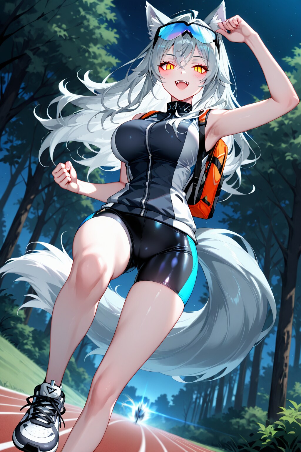 🐺【群狼の追跡者（ウルフパック・チェイサー）】シェリー・ペレメイヤー【夜のトラックコースを走り抜ける】 | の人気AIイラスト・グラビア