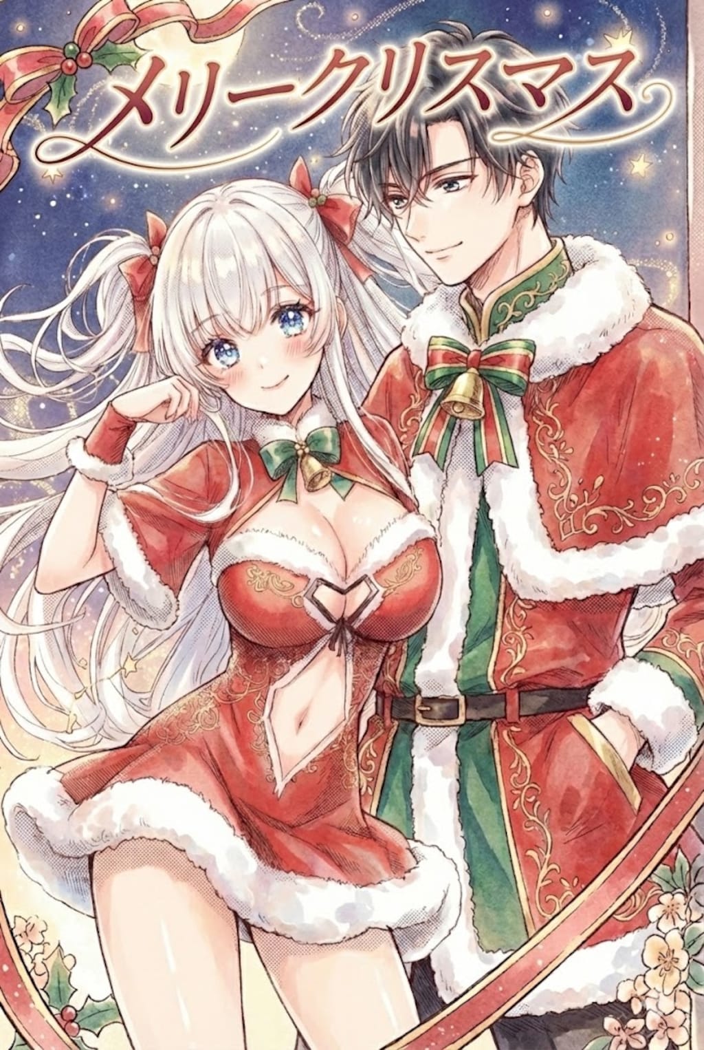 イケメンとサンタドレスの女の子