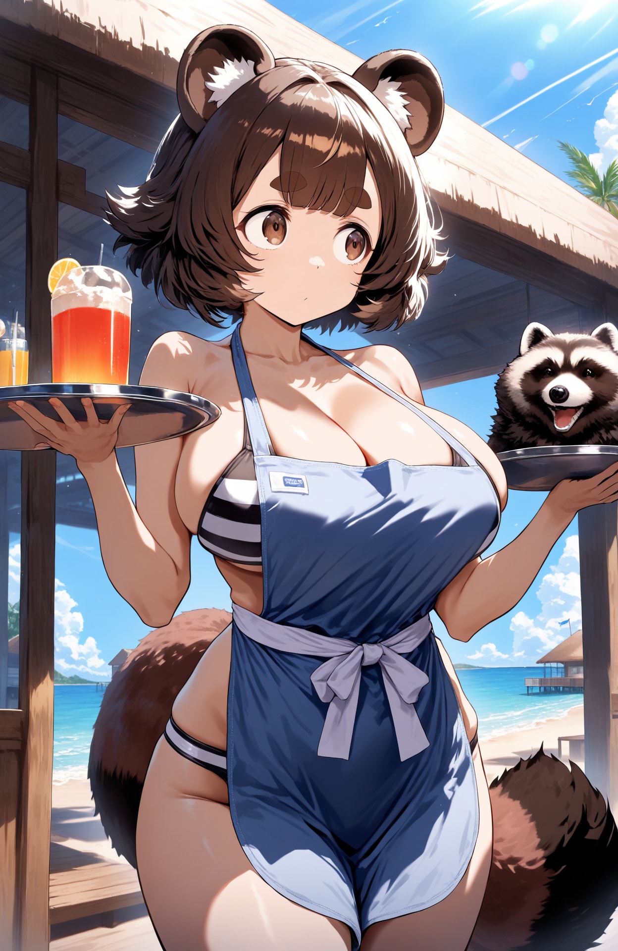 海の家でバイトタヌキ