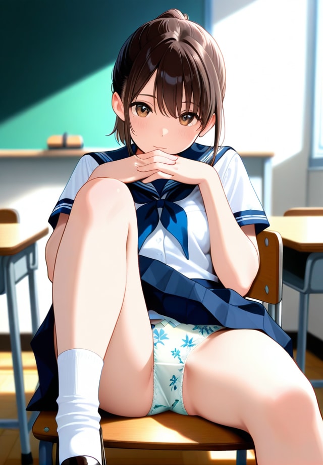 椅子に膝を立てて座ると・・・。