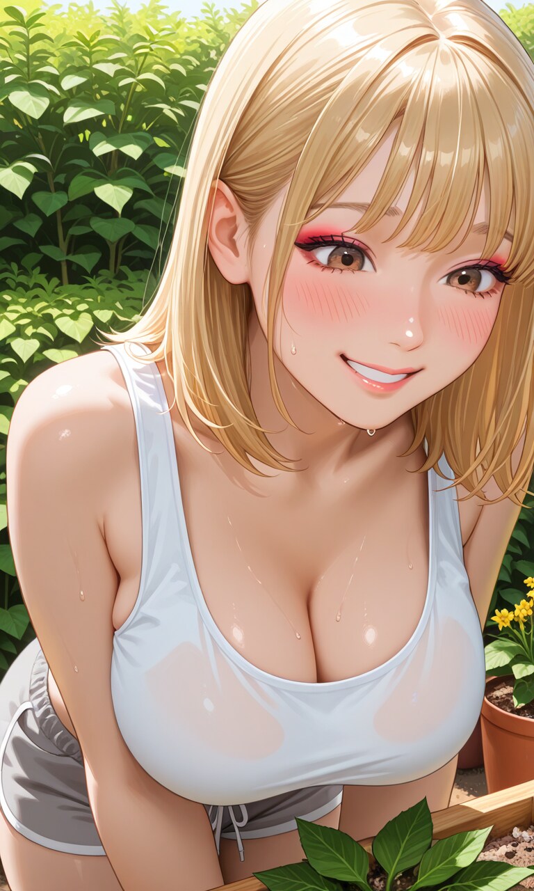 【ギャルママ】お庭で