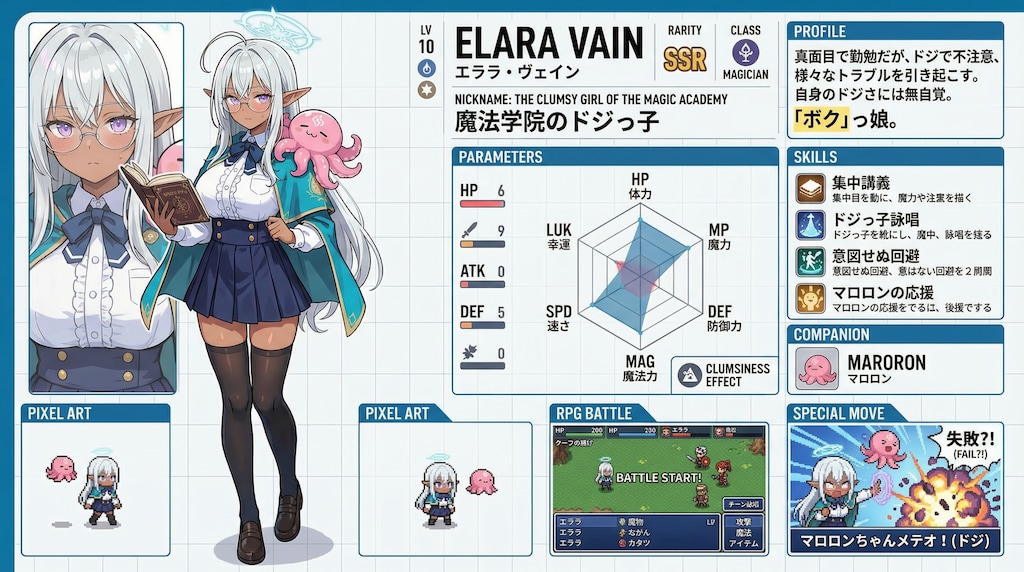 ドジっ子ダークエルフちゃんのステータス