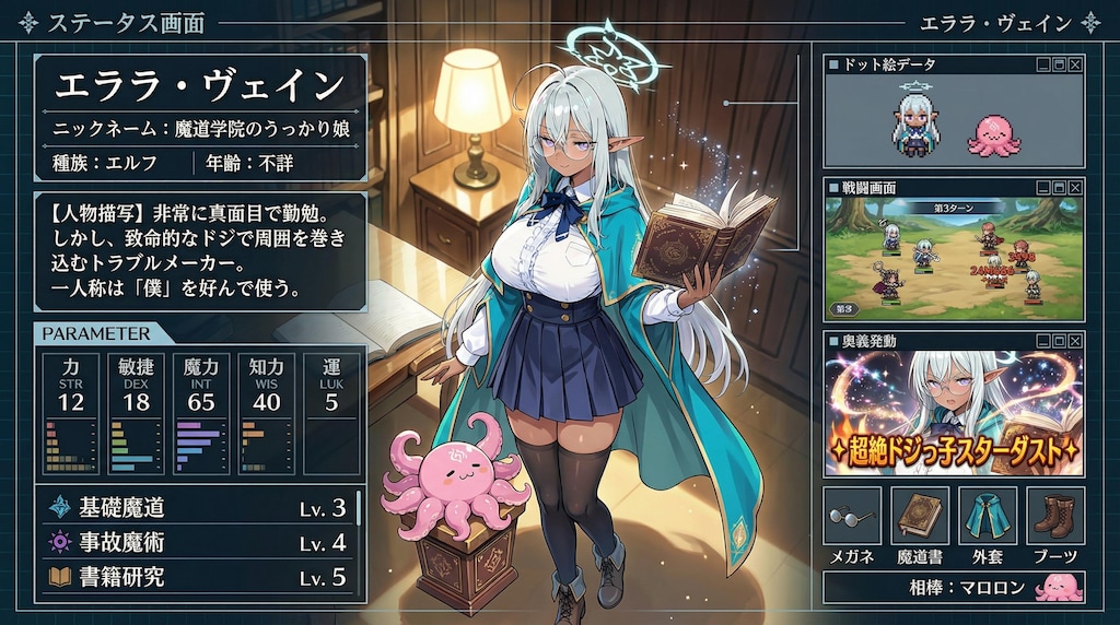 ドジっ子ダークエルフちゃんのステータス