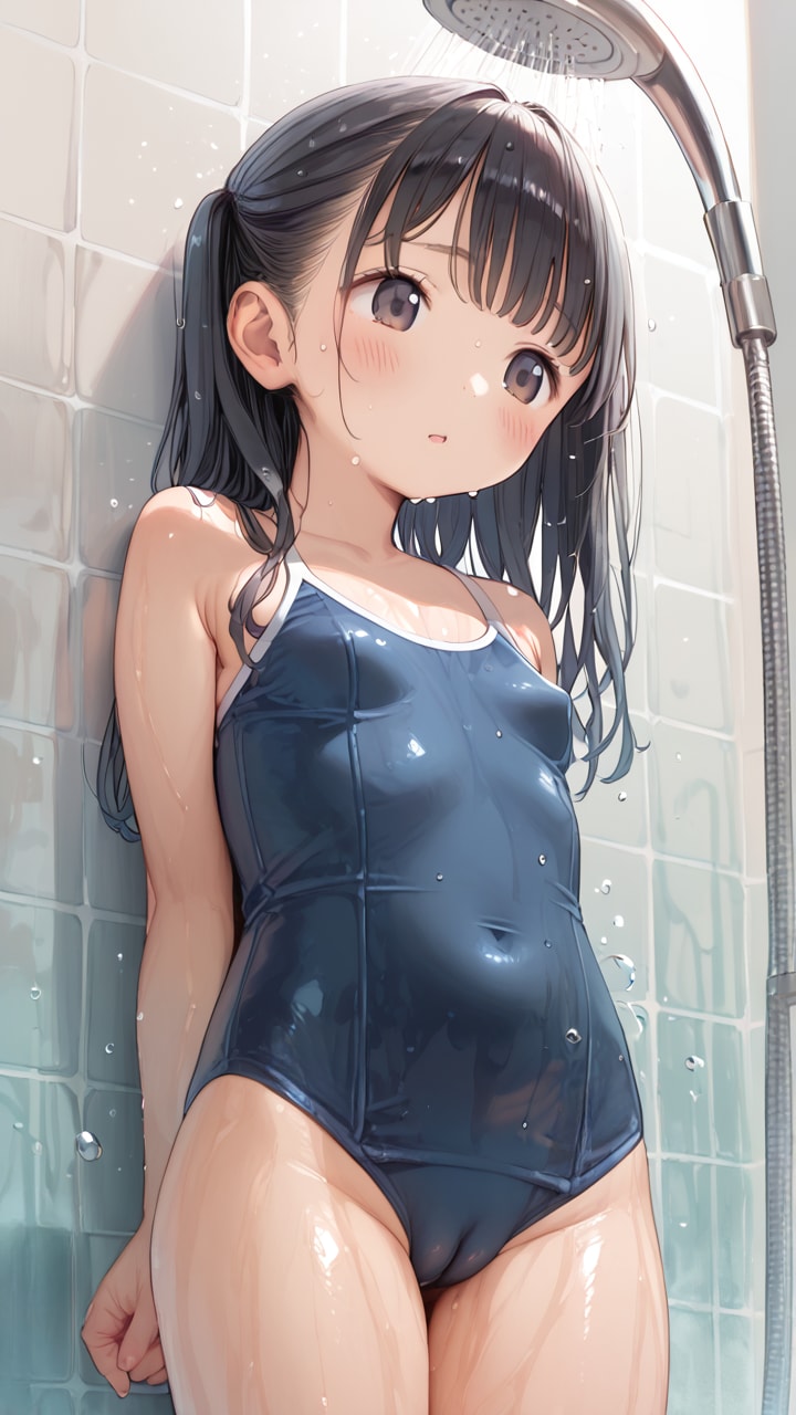【サンプル】〇リJ〇ちゃんたちがスク水でシャワー浴び（１２枚）