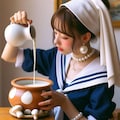 真珠の耳飾りの牛乳を注ぐ女の少女 8枚目