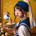 真珠の耳飾りの牛乳を注ぐ女の少女 4枚目