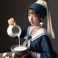 真珠の耳飾りの牛乳を注ぐ女の少女 7枚目
