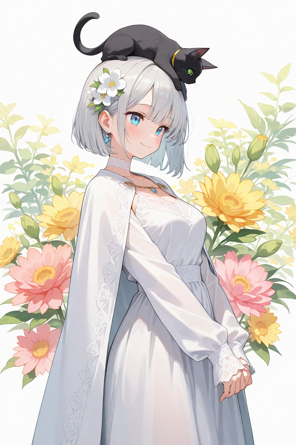 お花とクロネさんと銀姫様