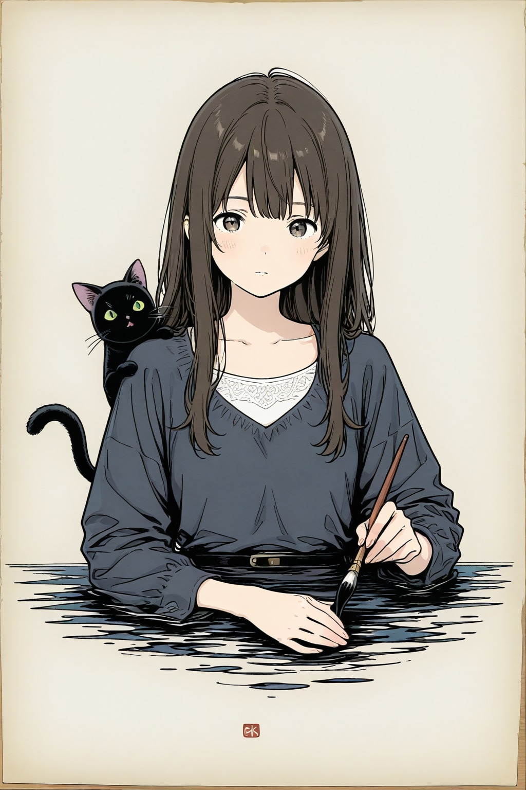 BEHIMOTH. 魔女と猫を描いてもらった