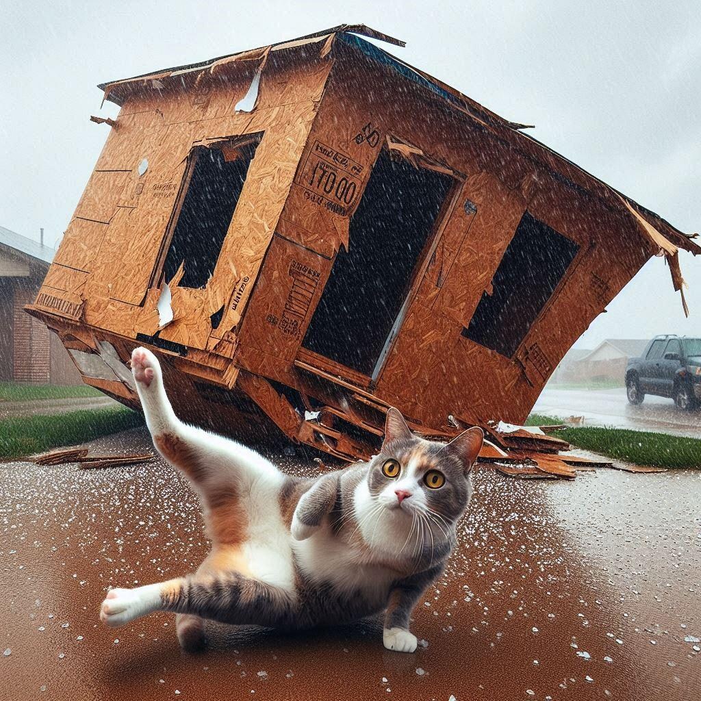 最強のダンボールハウスに住む猫
