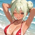 水着の緑髪ちゃん 2枚目