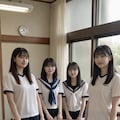 教室で着替える体育着美女 5枚目