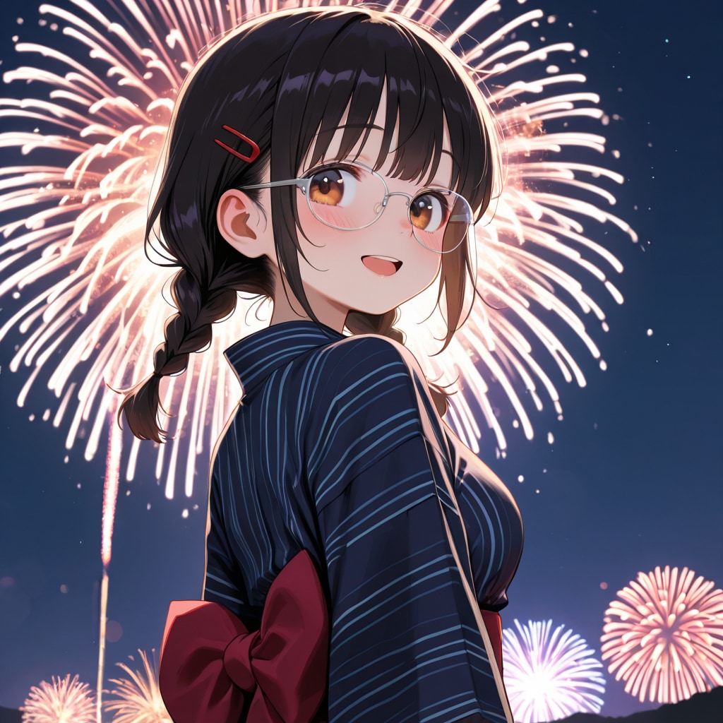 眼鏡三つ編み少女7