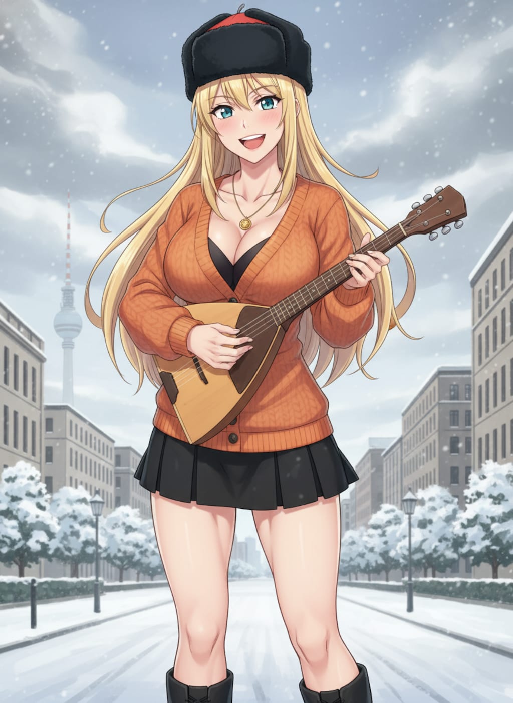 バラライカを弾くカテジナさん。