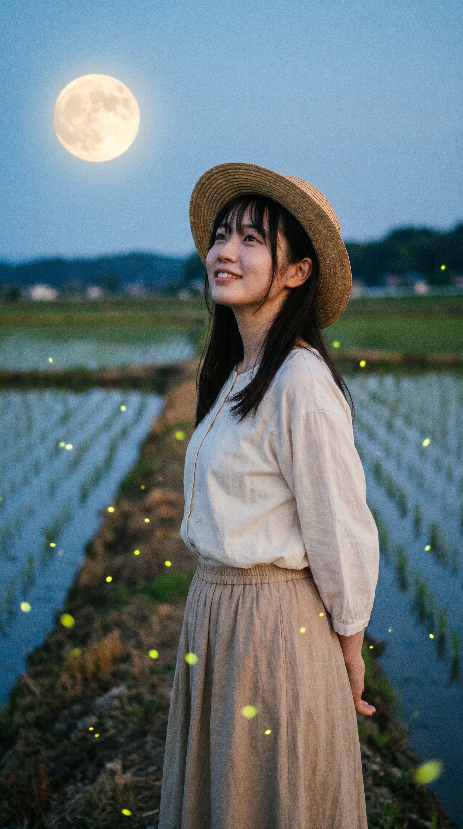 Fireflies Beneath the Full Moon
