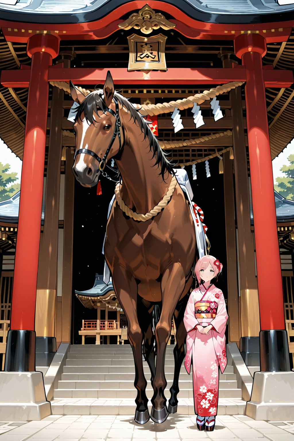 午年に馬と一緒に初詣