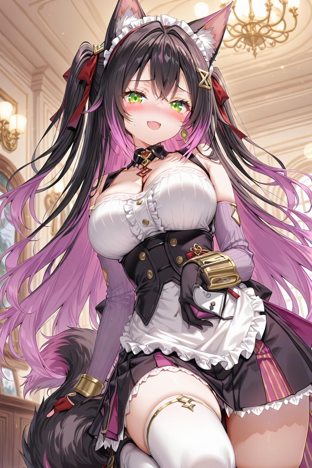 紫髪のネコ耳メイド