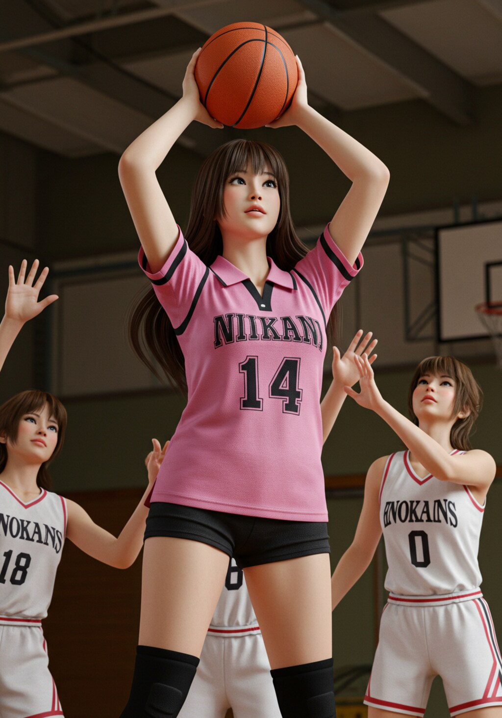 女バスのジャンプシュート355
