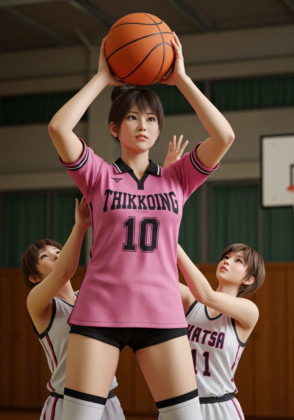女バスのジャンプシュート355