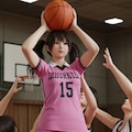 女バスのジャンプシュート355 12枚目