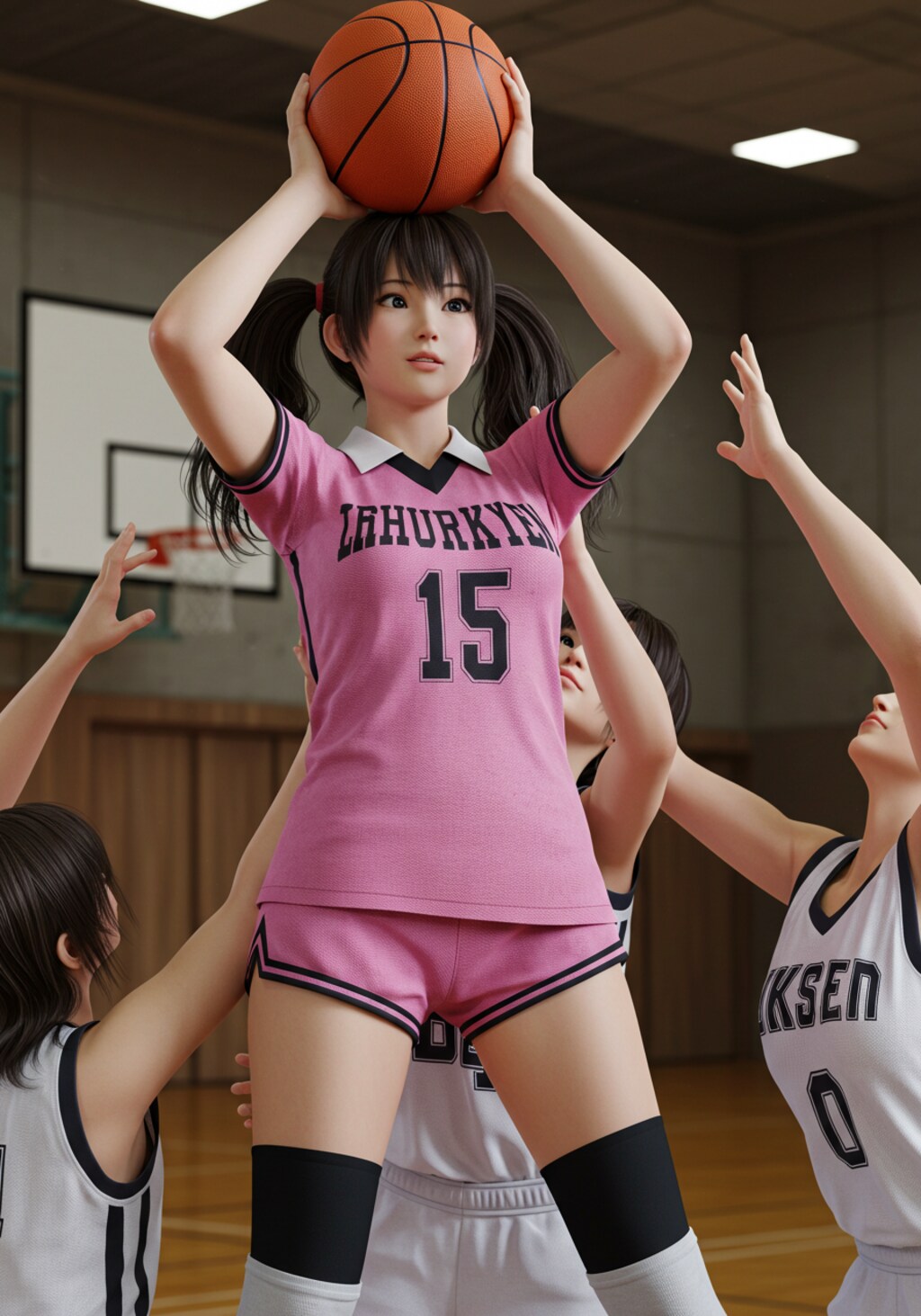 女バスのジャンプシュート355