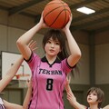 女バスのジャンプシュート355 5枚目