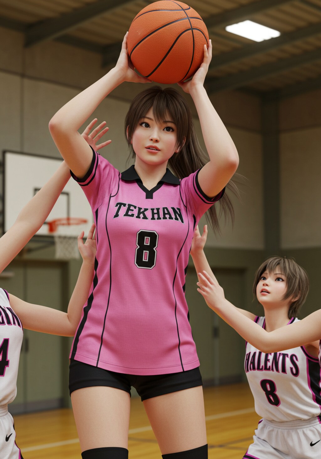 女バスのジャンプシュート355