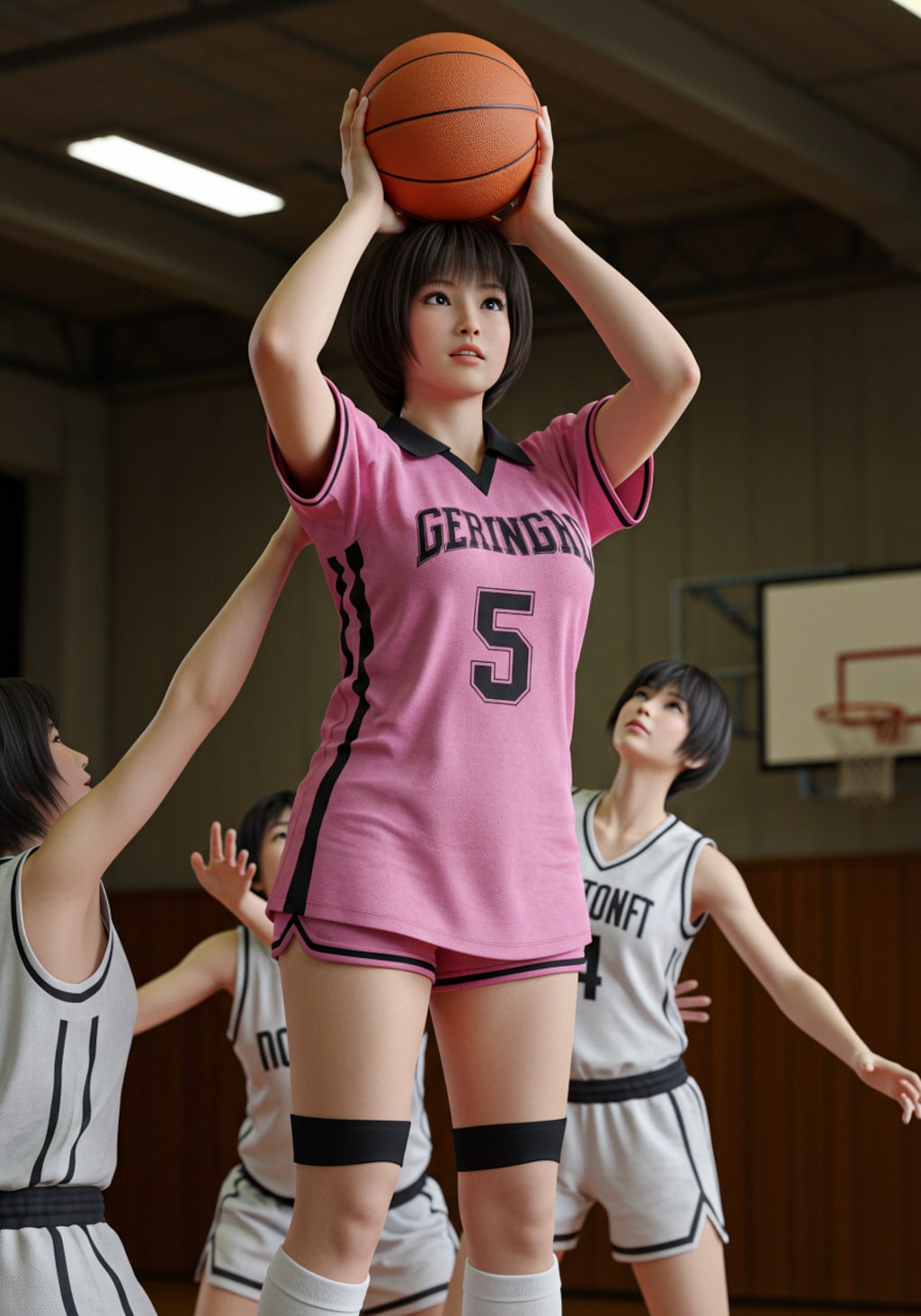 女バスのジャンプシュート355