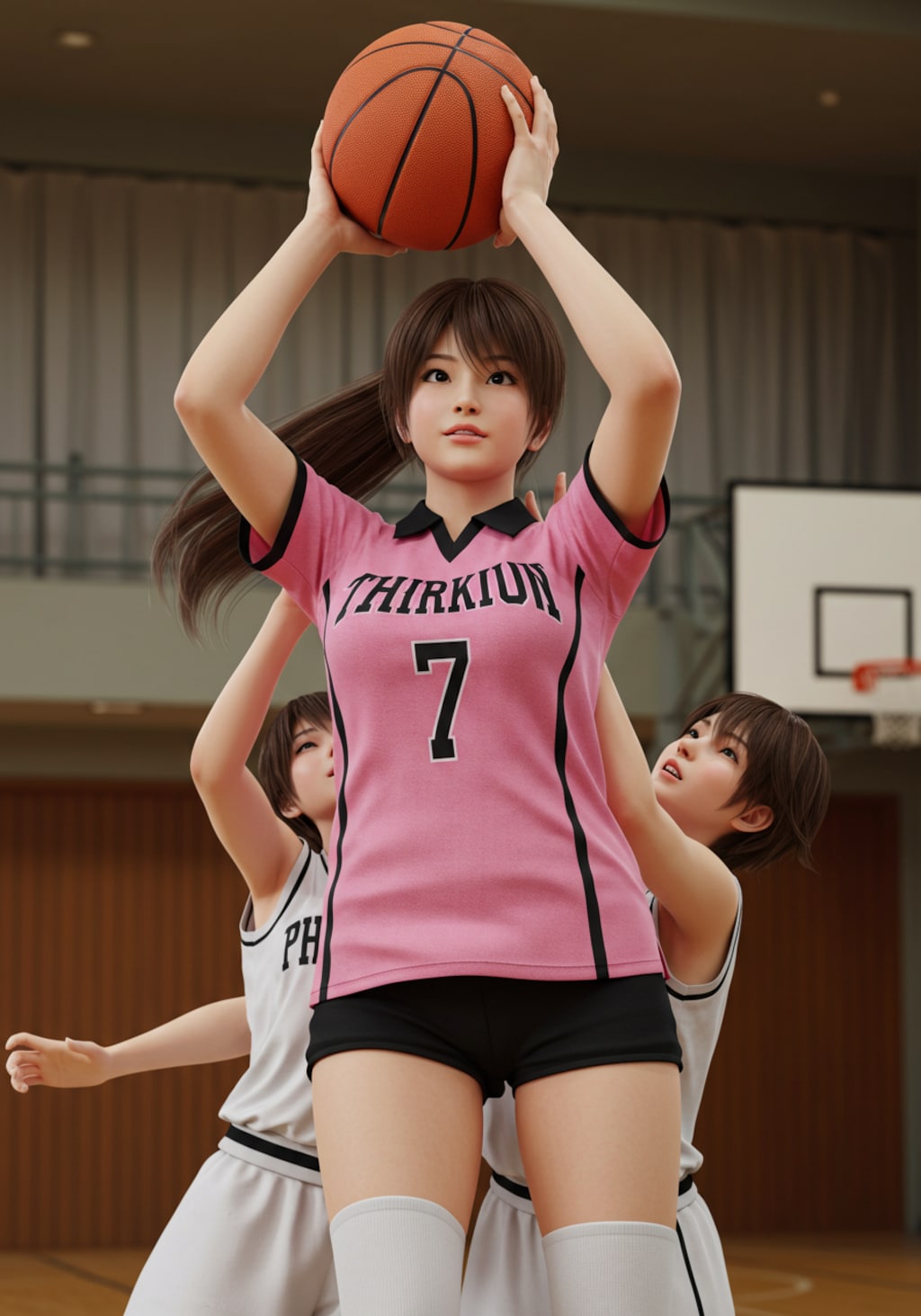 女バスのジャンプシュート355