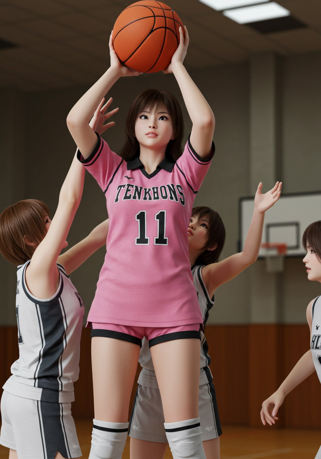 女バスのジャンプシュート355