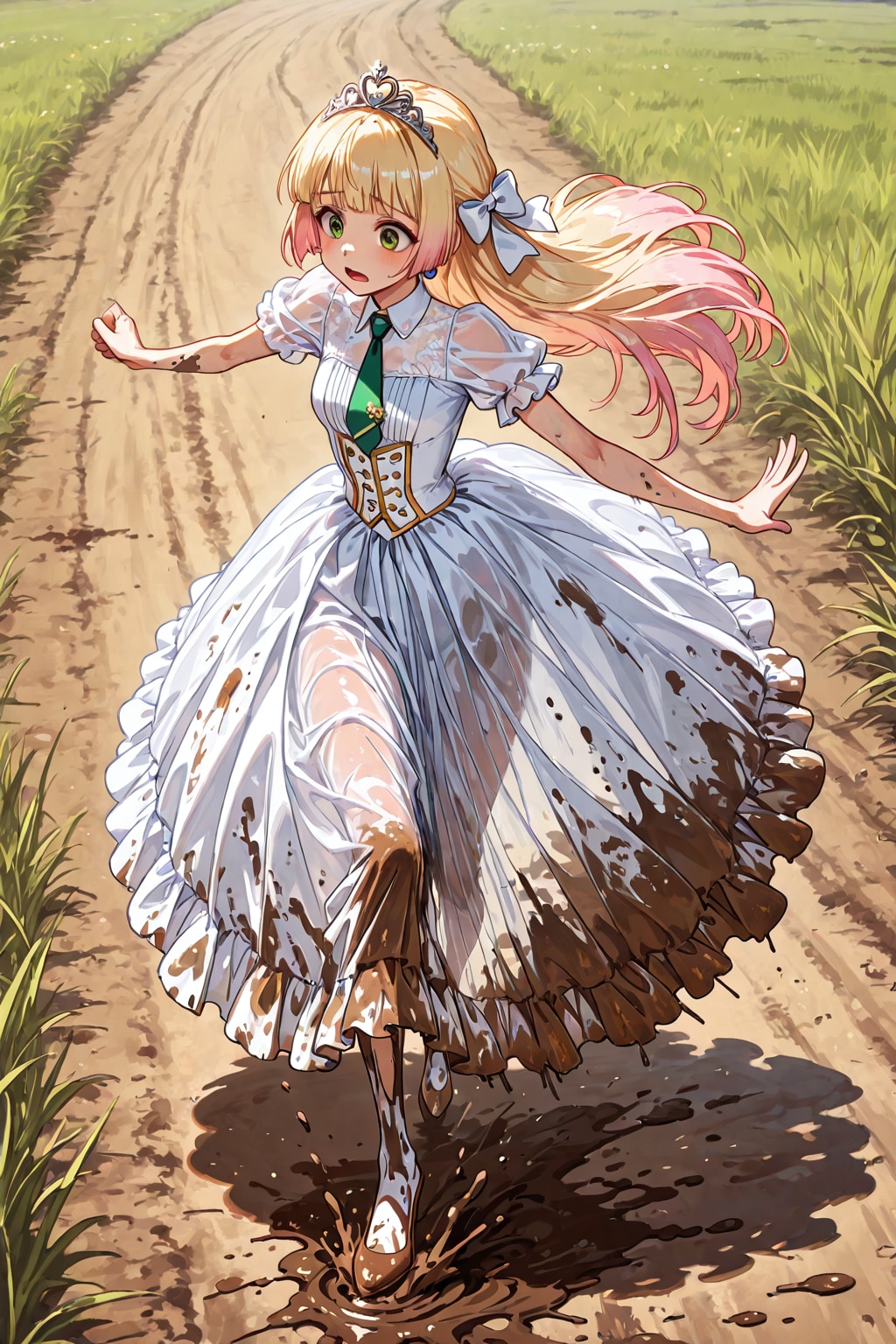 泥まみれになりながら逃げるお姫様