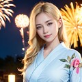 金髪美女がジャパニーズ浴衣 2枚目