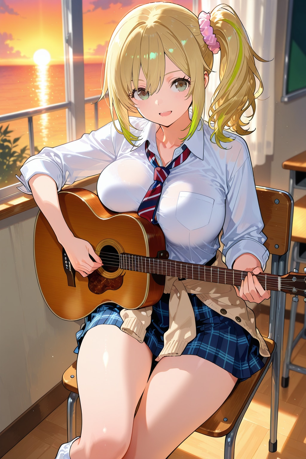 サイドポニーテールちゃんの弾き語り | の人気AIイラスト・グラビア