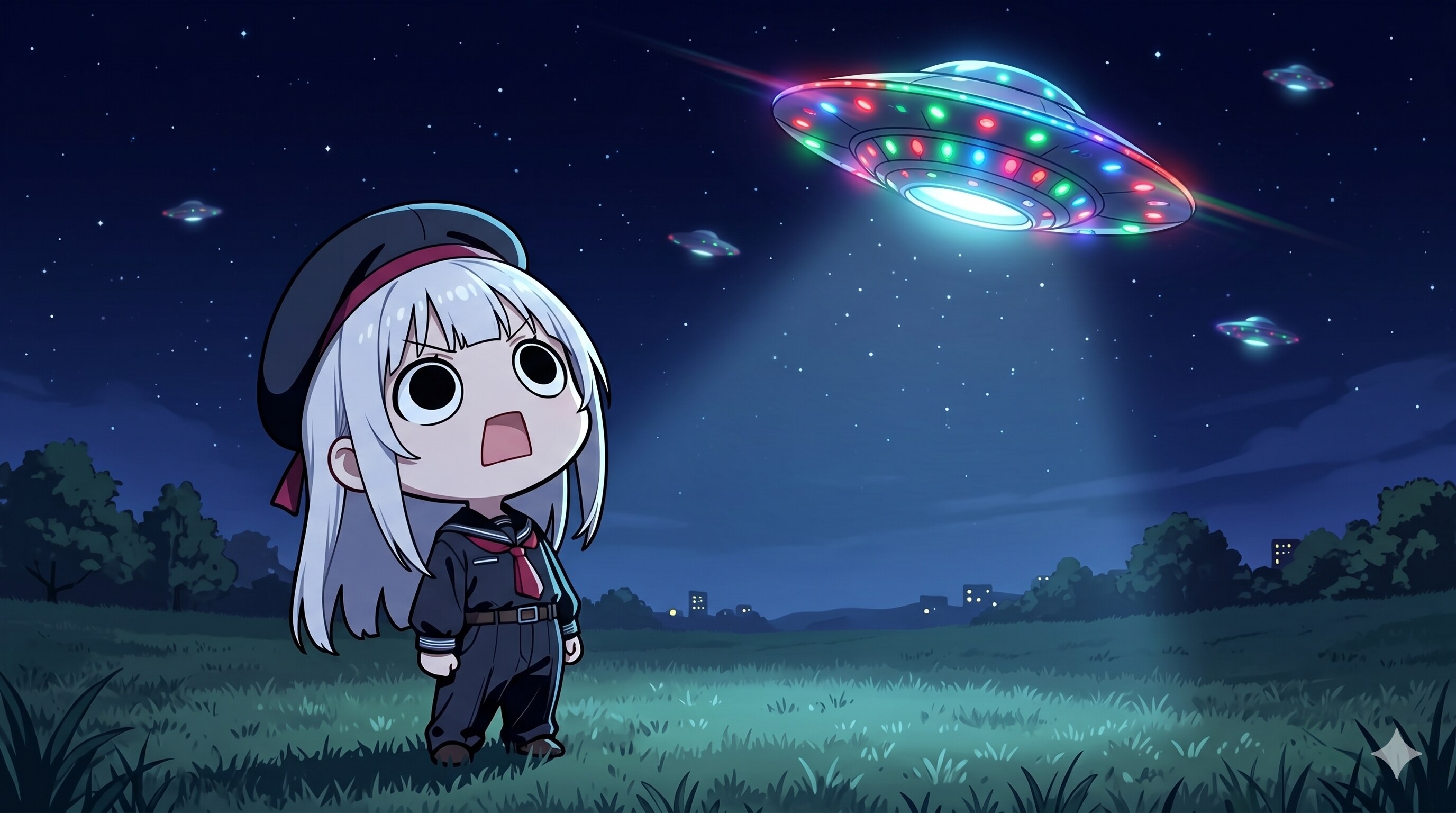 UFOを眺めるえらいこっちゃ嬢