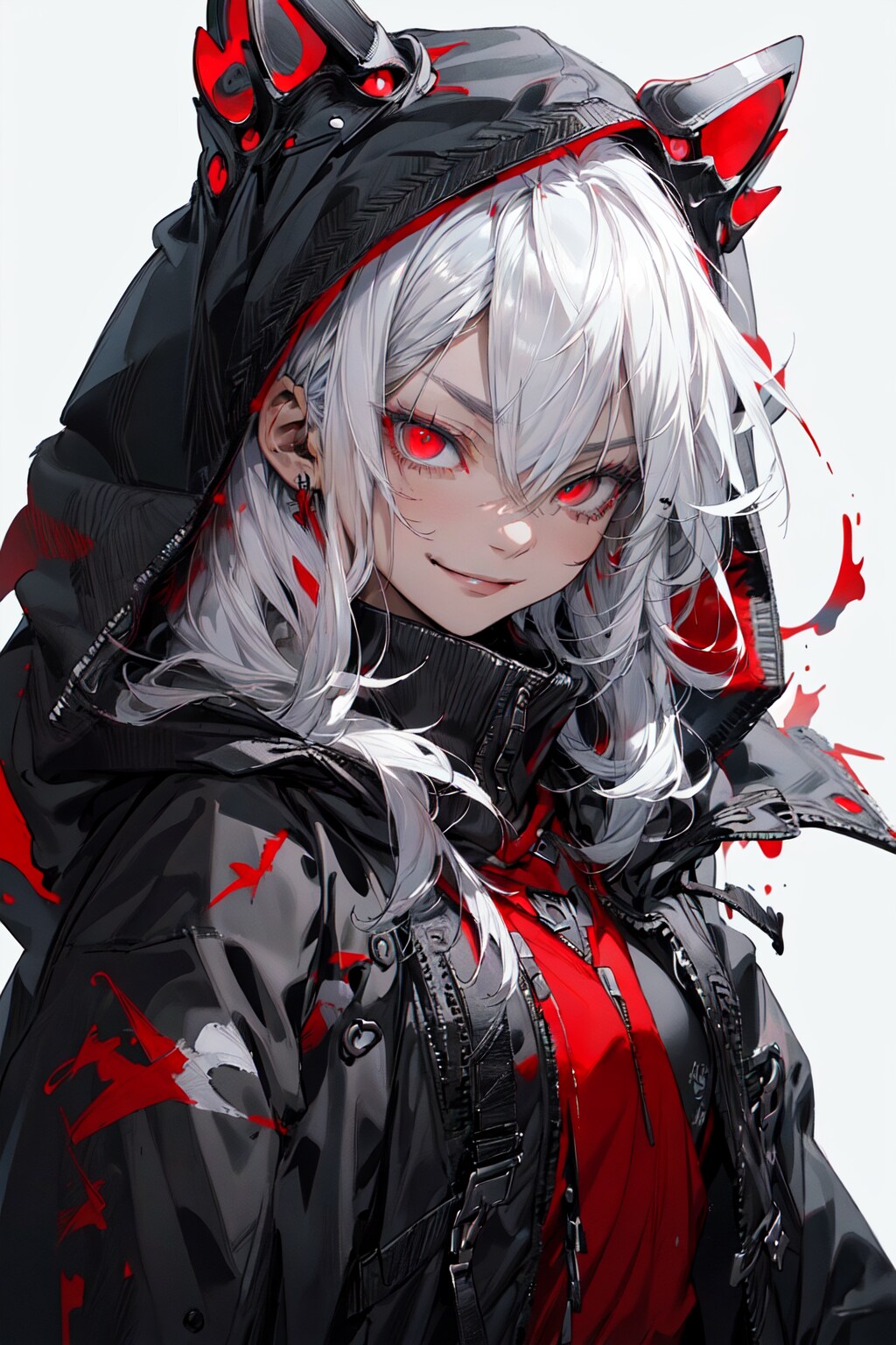 白髪パーカー女子