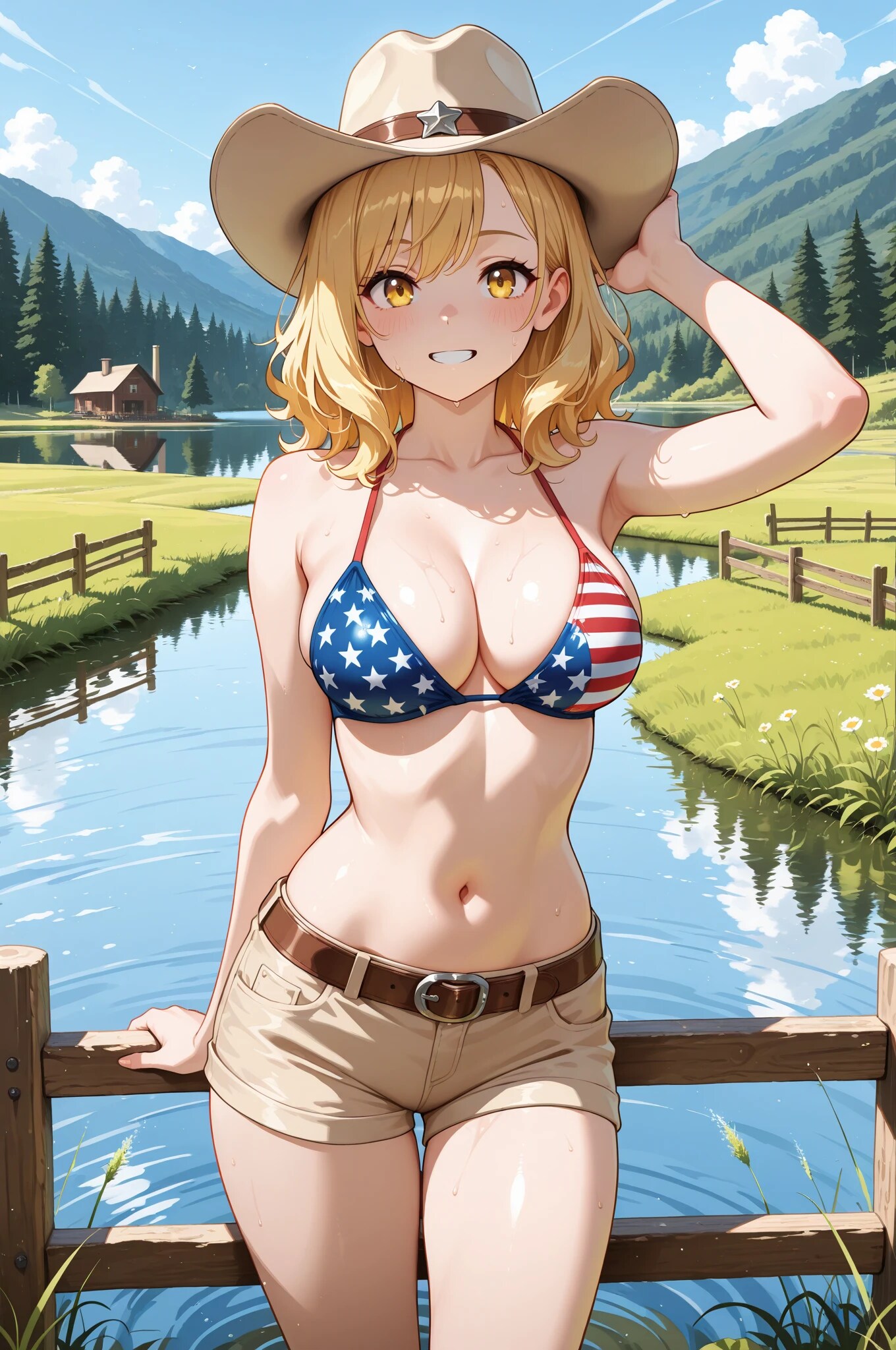 アメリカンビキニの湖夏