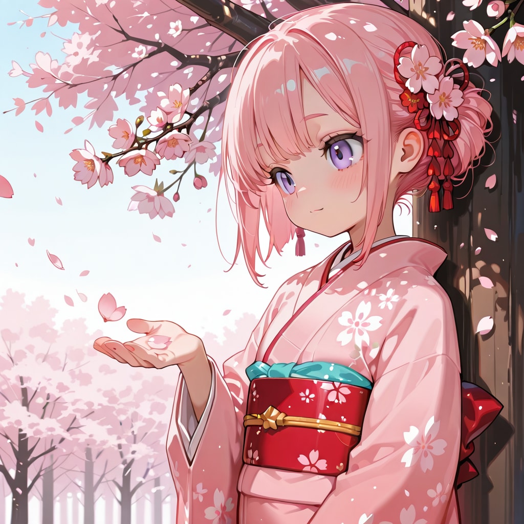 桜と少女