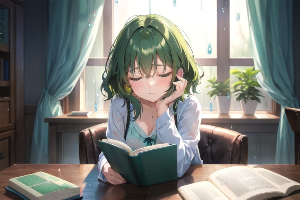 芽生ちゃん32「読書中にウトウト…」