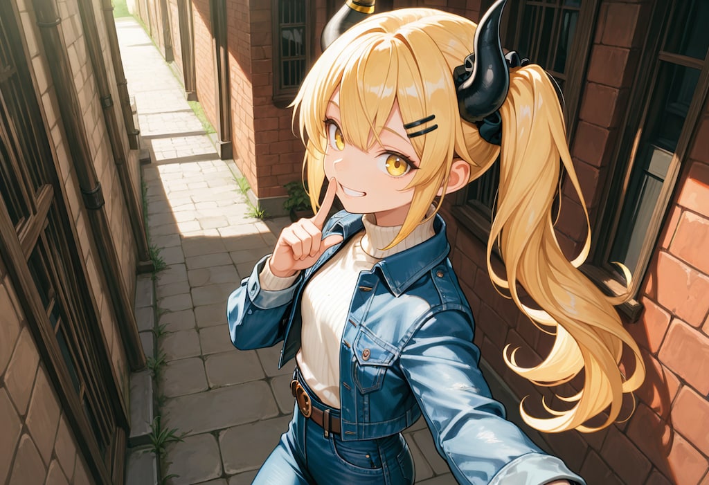 街でデート風味な女鬼高生さん