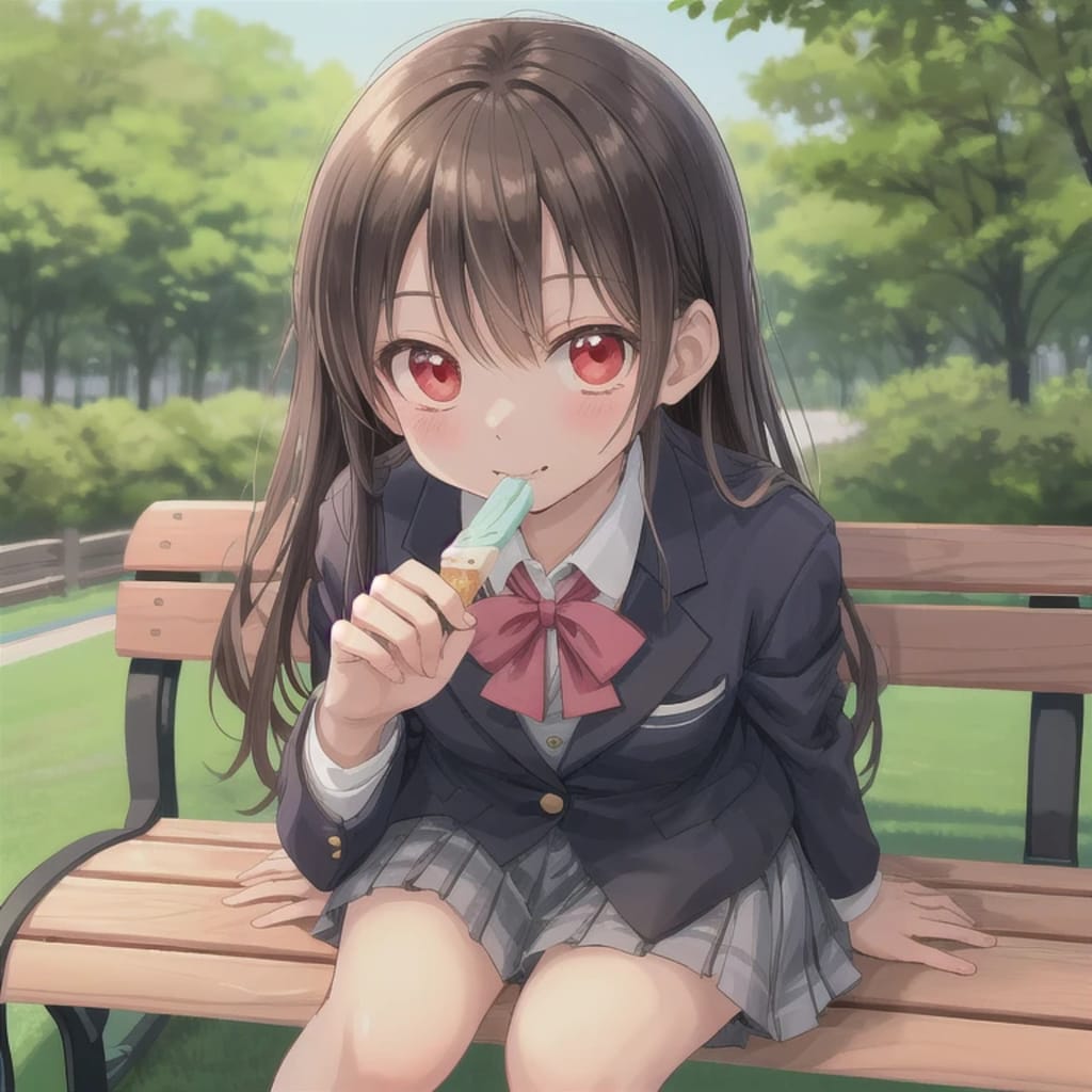 黒髪ロングでブレザーの少女７３